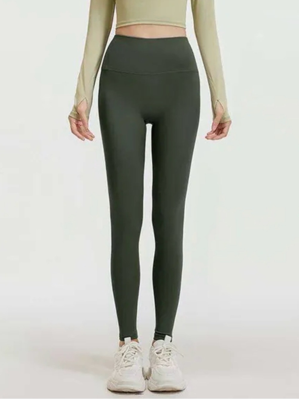 High-Waisted Olive Green Active Leggings NEW S